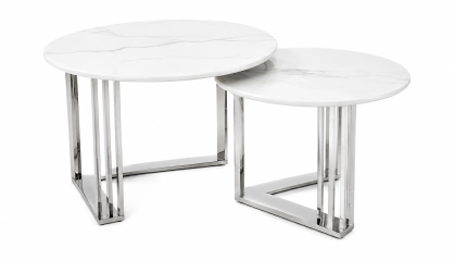 Zestaw Stolików Gold Marble Round Duo